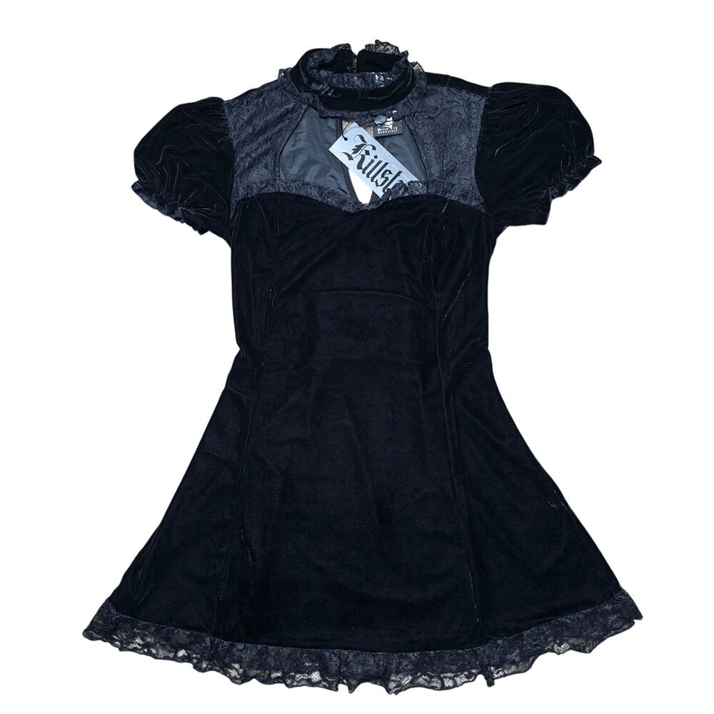 Killstar Julienne Black Velvet Keyhole Lace Trim Corset Back Dress 3X NWT